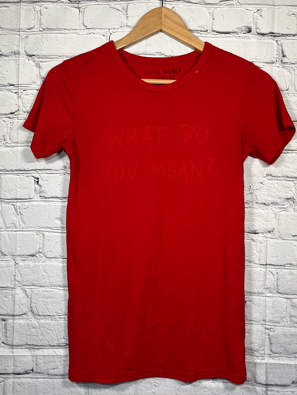 Justin Bieber Shirt What Do You Mean T Shirt Women's Size Medium Red